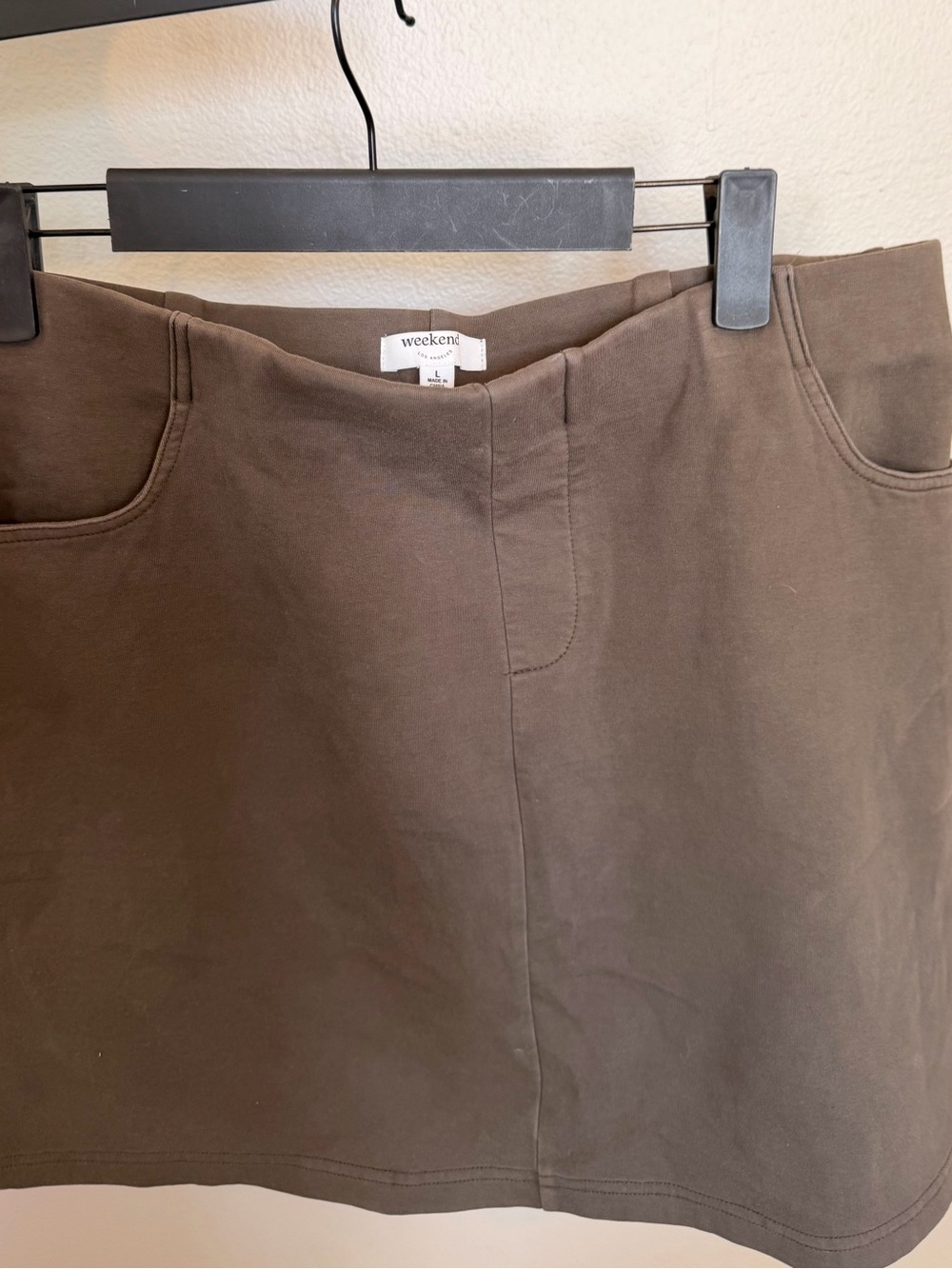 Weekend Brown Cotton Blend Mini Skirt